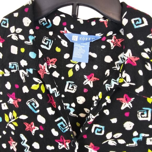 Ladies Fun Party Retro 90s Funky Abstract Graphic Allover Black White Koret XL - Picture 4 of 11